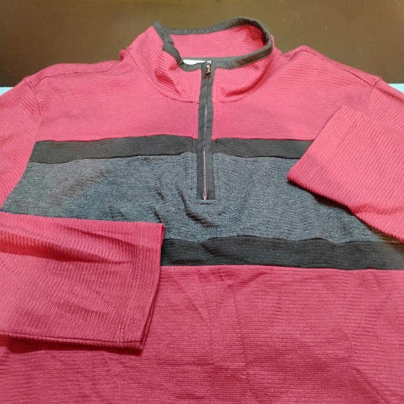 Calvin Klein Other - Calvin Klein Liquid Touch Mens Medium Red Quarter Zip Pullover Ribbed Knit Top C